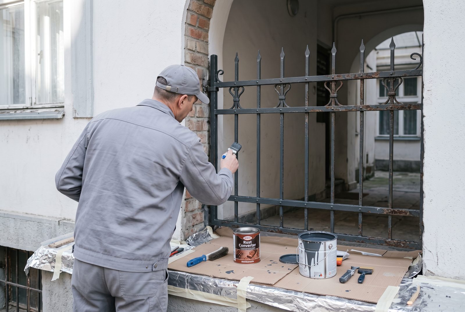 Farbanje metalne kapije antikorozivnom bojom četkom